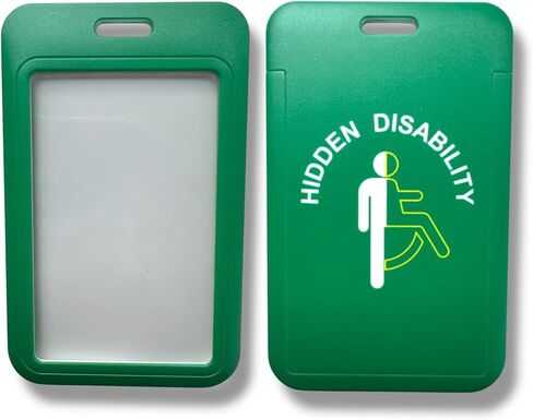 Hidden Disability Luggage Tag with Leather Strap, Green, 3 Spare Inserts Included in Kuwait