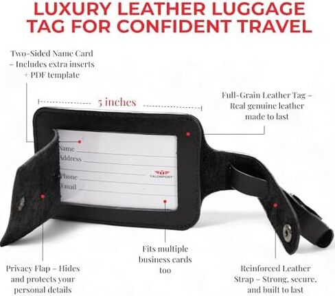 Ultimate Travel Essentials Bundle – Genuine Leather Luggage Tags (2 Pack), TSA-Approved Keyless Luggage Locks (2 Pack) & Full Grain Leather RFID Passport Holder with Hidden AirTag Pocket in Saudi Arabia