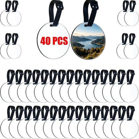 40 Pcs Sublimation Luggage Tag Blanks, Round Double Sides Sublimation Luggage Tags with Strap for Travel Bag, Sublimating Keychain Blank for Traveler in Saudi Arabia