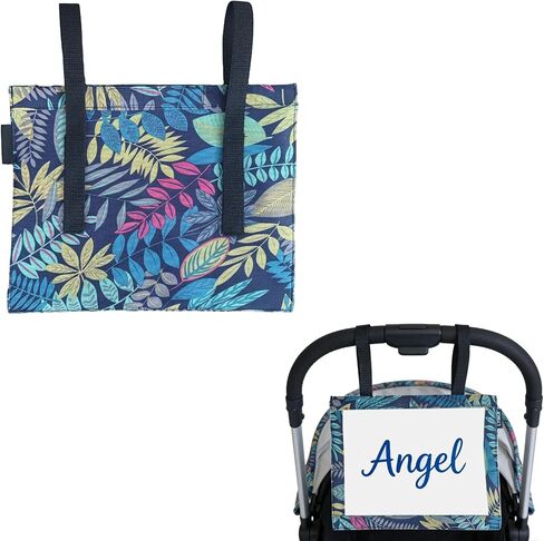 Personalized Family Name Stroller, Special Stroller Tag with Leaves Pattern Fabric, Stroller License Plate Sign for Theme Parks, Amusement Park Family Sign, 9.57 x 6.97 Inch in Saudi Arabia