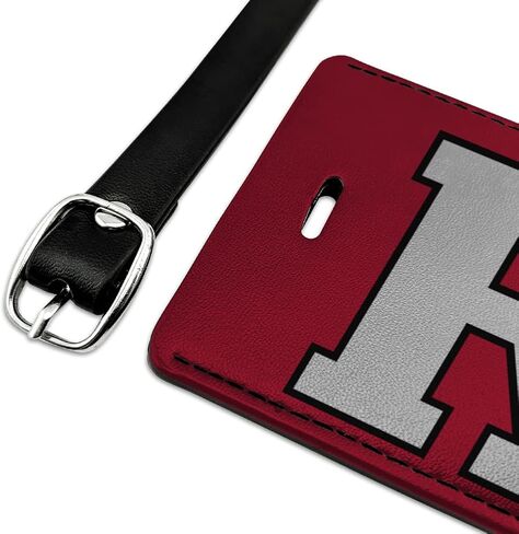 بطاقة تعريف جلدية مستطيلة تحمل شعار Rutgers Scarlet Knights وبطاقة تعريف للأمتعة in Kuwait