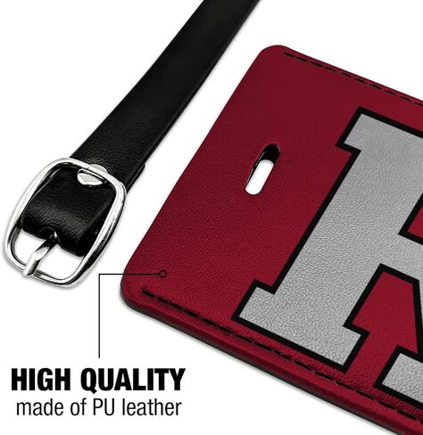 بطاقة تعريف جلدية مستطيلة تحمل شعار Rutgers Scarlet Knights وبطاقة تعريف للأمتعة in Kuwait