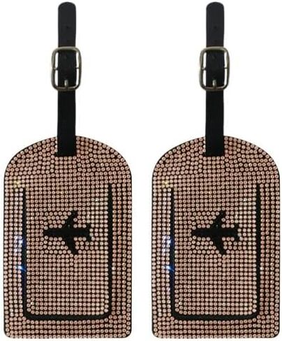 Bling Luggage Tags for Suitcases Sparkle Diamond Faux Leather Privacy Protection Bag Tags Travel Accessories Essential (2 - Pack), AB in Saudi Arabia