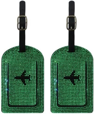 Bling Luggage Tags for Suitcases Sparkle Diamond Faux Leather Privacy Protection Bag Tags Travel Accessories Essential (2 - Pack), AB in Saudi Arabia