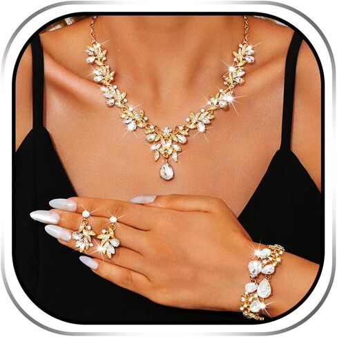 Sixexey Bridal Wedding Jewelry Crystal Neck Jewelry Rhinestone Wedding Prom Jewelry Accessories for Women in Kuwait