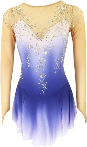 Girls' Figure Skating Dress Gradient Ice Skating Dresses Ice Skating Performance Dancewear Gymnastics Leotard in Kuwait