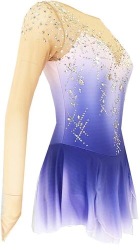 Girls' Figure Skating Dress Gradient Ice Skating Dresses Ice Skating Performance Dancewear Gymnastics Leotard in Kuwait