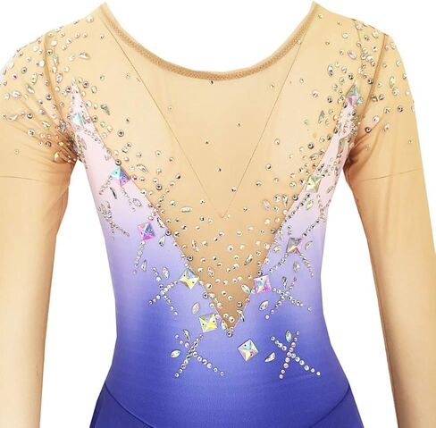 Girls' Figure Skating Dress Gradient Ice Skating Dresses Ice Skating Performance Dancewear Gymnastics Leotard in Kuwait