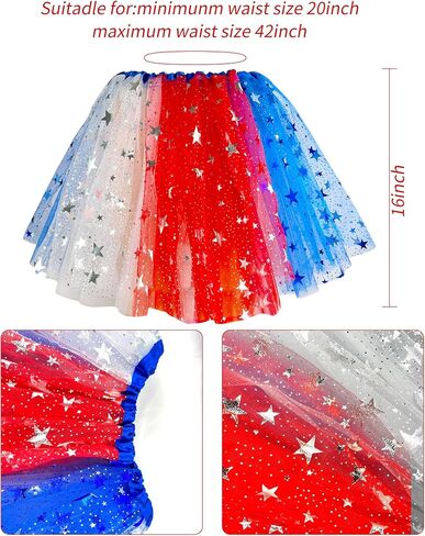 5PCS 4th of July Tutu Set, Red White and Blue Tutu Outfits, Women Patriotic Costume Complete for Independence Day, Halloween Party in Saudi Arabia