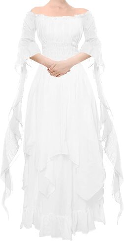 YEAXLUD Women's Victorian Dress Puff Sleeve Off Shoulder Ruffle Medieval Costume for Women Renaissance Dress in Saudi Arabia