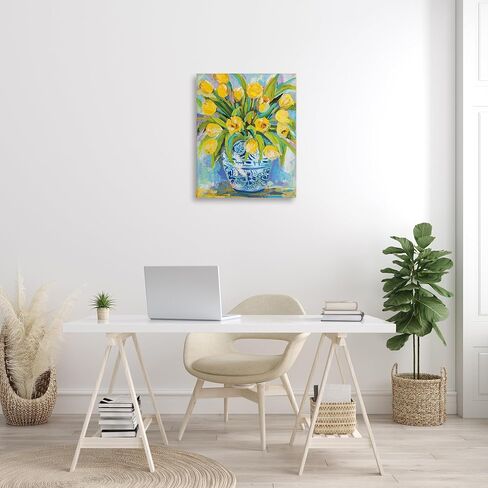 Stupell Industries 'Expressive Yellow Tulips in Vase', Canvas Art, 24 x 30 Inches, Easy to Hang and Sturdy, Made in USA, by Jeanette Vertentes in Kuwait