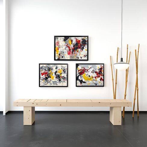 Saypeacher Abstract Wall Art Red Yellow Gray Black Framed Paintings Modern Home Decor for Living Room Bedroom 12" x 16" x3pcs in Saudi Arabia