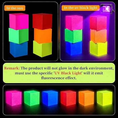 Marspark 6 Pcs Glow in The Dark Party Favor Boxes 12 Inch Neon Luminous Treat Candy Gift Bags Fluorescent Paper Goodie Boxes for Birthday Wedding Concert Supplies Decorations in Kuwait