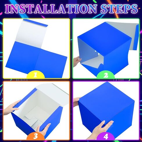 Marspark 6 Pcs Glow in The Dark Party Favor Boxes 12 Inch Neon Luminous Treat Candy Gift Bags Fluorescent Paper Goodie Boxes for Birthday Wedding Concert Supplies Decorations in Kuwait