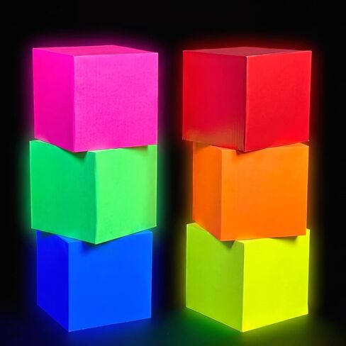 Marspark 6 Pcs Glow in The Dark Party Favor Boxes 12 Inch Neon Luminous Treat Candy Gift Bags Fluorescent Paper Goodie Boxes for Birthday Wedding Concert Supplies Decorations in Kuwait