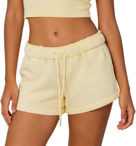 Women Cute SweatShorts Low Rise Wide Leg Lounge Shorts Teen Girls Preppy Sweat Shorts Y2K Going Out Micro Bottoms in Saudi Arabia