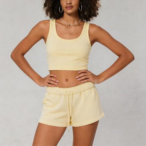 Women Cute SweatShorts Low Rise Wide Leg Lounge Shorts Teen Girls Preppy Sweat Shorts Y2K Going Out Micro Bottoms in Saudi Arabia