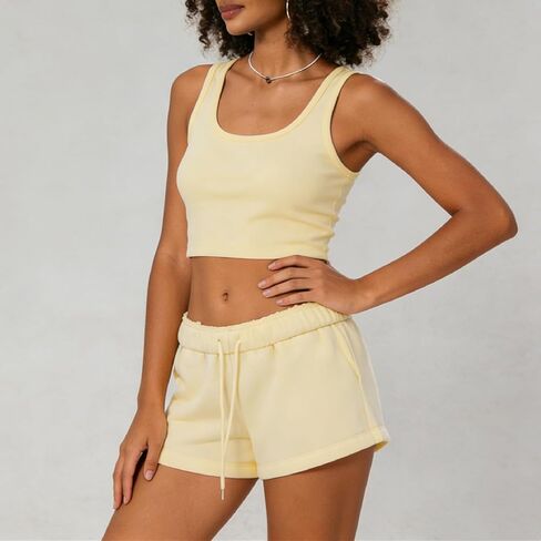 Women Cute SweatShorts Low Rise Wide Leg Lounge Shorts Teen Girls Preppy Sweat Shorts Y2K Going Out Micro Bottoms in Saudi Arabia