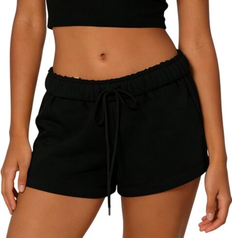 Women Cute SweatShorts Low Rise Wide Leg Lounge Shorts Teen Girls Preppy Sweat Shorts Y2K Going Out Micro Bottoms in Saudi Arabia