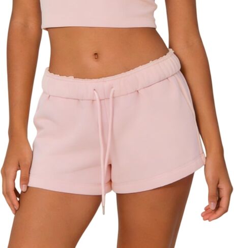 Women Cute SweatShorts Low Rise Wide Leg Lounge Shorts Teen Girls Preppy Sweat Shorts Y2K Going Out Micro Bottoms in Saudi Arabia