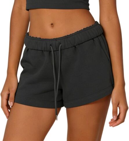 Women Cute SweatShorts Low Rise Wide Leg Lounge Shorts Teen Girls Preppy Sweat Shorts Y2K Going Out Micro Bottoms in Saudi Arabia