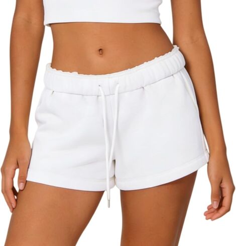 Women Cute SweatShorts Low Rise Wide Leg Lounge Shorts Teen Girls Preppy Sweat Shorts Y2K Going Out Micro Bottoms in Saudi Arabia