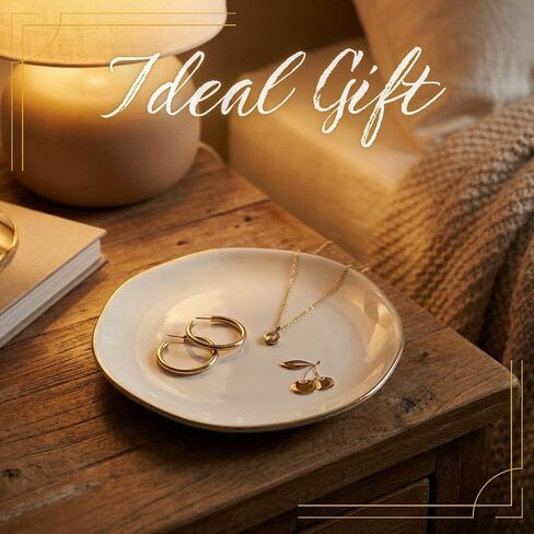 InnoBeta Cherry Gifts - 4.75" Handcrafted Ceramic Ring Dish with Gold Trim, Decorative Trinket Dish for Rings Earrings Necklaces in Saudi Arabia