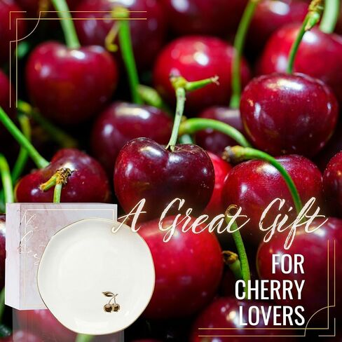 InnoBeta Cherry Gifts - 4.75" Handcrafted Ceramic Ring Dish with Gold Trim, Decorative Trinket Dish for Rings Earrings Necklaces in Saudi Arabia