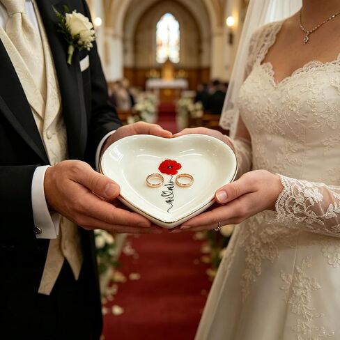 Ceramic Ring Dish Tray - Mr & Mrs Jewelry Tray for Proposal Engagement Wedding, Heart Shaped Jewelry Trinket Display Tray for Jewelry Storage, 3.93x3.93x0.59 IN CRD002-Heart in Saudi Arabia
