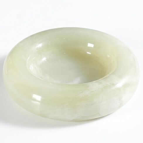 Small Marble Tray - Natural Stone Ring Dish in Light Green, 4.3" Round Decorative Trinket Holder for Jewelry, Keys, Bathroom Counter and Vanity Organization - Plain in Kuwait