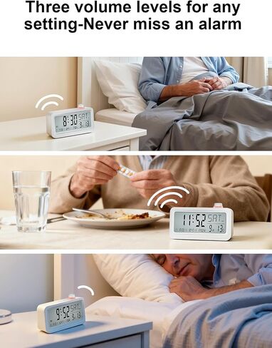 Medication Pill Reminder, Rechargeable Talking Alarm Clock with 3 Custom Voice Recording Alarms, Touch-to-Talk, a Digital Alarm Clocks Gift for Mom/Dad/Seniors/Elderly(White) in Kuwait