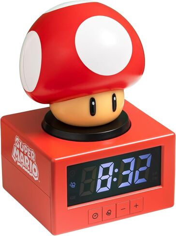 Paladone Super Mario Super Mushroom Alarm Clock with Night Light – Digital Clock, Tap Snooze, 16cm Tall, Official Nintendo Merchandise in Kuwait