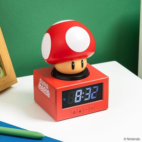 Paladone Super Mario Super Mushroom Alarm Clock with Night Light – Digital Clock, Tap Snooze, 16cm Tall, Official Nintendo Merchandise in Kuwait