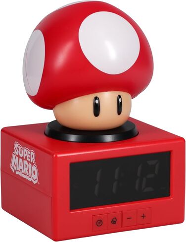 Paladone Super Mario Super Mushroom Alarm Clock with Night Light – Digital Clock, Tap Snooze, 16cm Tall, Official Nintendo Merchandise in Kuwait