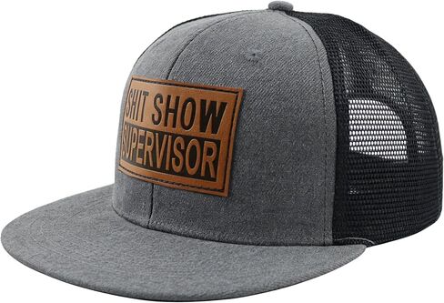 Funny Shit Show Supervisor Trucker Hat, Adjustable Shit Show Leather Patch Baseball Cap for Men Women in Kuwait