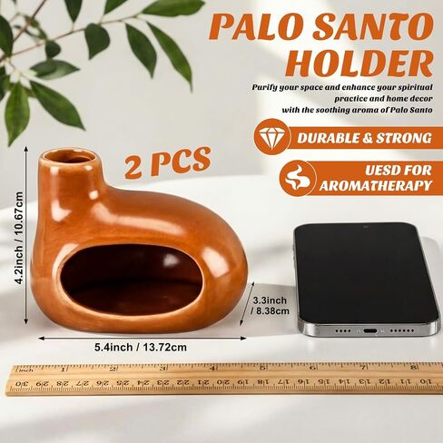 Novabright 2 Pack Terracotta Palo Santo Holder Modern Chiminea Incense Burner Handcrafted Incense Holder for Palo Santo Sticks Sage Ash Catcher Smudge Bowl for Yoga Meditation Home Decor in Kuwait