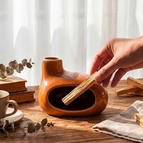 Novabright 2 Pack Terracotta Palo Santo Holder Modern Chiminea Incense Burner Handcrafted Incense Holder for Palo Santo Sticks Sage Ash Catcher Smudge Bowl for Yoga Meditation Home Decor in Kuwait