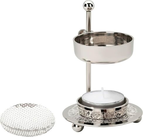 Handmade Gold Brass Incense Burner/Incense Censer with Sieve – Adjustable Height 4.33 Inch Adjustable Incense Heater for Aromatherapy with Tea Light Included (Gold Brass) in Kuwait