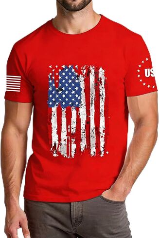 American Flag Shirts Men 4th of July Patriotic Shirt USA Star Stripes Graphic Tees Independence Day Short Sleeve Tops in Kuwait
