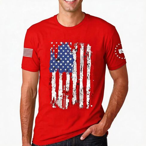 American Flag Shirts Men 4th of July Patriotic Shirt USA Star Stripes Graphic Tees Independence Day Short Sleeve Tops in Kuwait