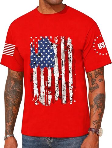 American Flag Shirts Men 4th of July Patriotic Shirt USA Star Stripes Graphic Tees Independence Day Short Sleeve Tops in Kuwait