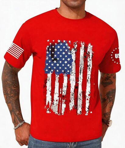 American Flag Shirts Men 4th of July Patriotic Shirt USA Star Stripes Graphic Tees Independence Day Short Sleeve Tops in Kuwait