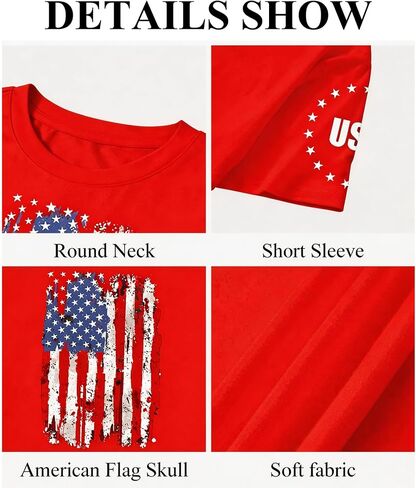 American Flag Shirts Men 4th of July Patriotic Shirt USA Star Stripes Graphic Tees Independence Day Short Sleeve Tops in Kuwait