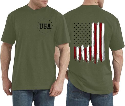 American Flag Shirts Men 4th of July Patriotic Shirt USA Star Stripes Graphic Tees Independence Day Short Sleeve Tops in Kuwait