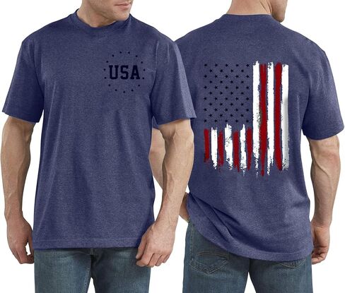American Flag Shirts Men 4th of July Patriotic Shirt USA Star Stripes Graphic Tees Independence Day Short Sleeve Tops in Kuwait