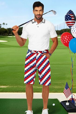 AOBUTE Mens Fourth of July Golf Shorts Patriotic Quick Dry Cargo Hiking Shorts S-2XL in Kuwait