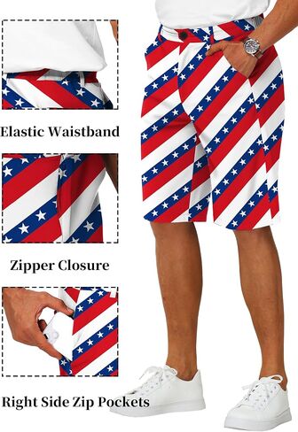 AOBUTE Mens Fourth of July Golf Shorts Patriotic Quick Dry Cargo Hiking Shorts S-2XL in Kuwait