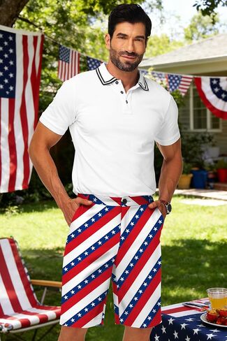 AOBUTE Mens Fourth of July Golf Shorts Patriotic Quick Dry Cargo Hiking Shorts S-2XL in Kuwait