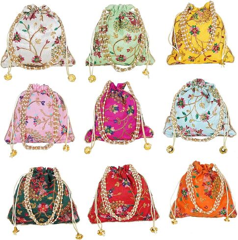 Indian Potli Hannd bags Ladies Handbag Purse for Bridal Batwa Pearls Handle Clutch Purse for Women. in Saudi Arabia
