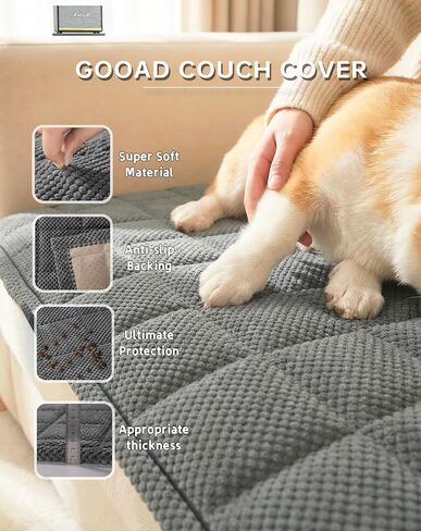 Couch Cover for Sofa and Dogs, Washable Waterproof Sofa Cover, Pet Couch Protector with Non Slip for 3 Cushion Couch Pet Friendly Furniture Cover(Dark Grey,27.6" x 83"/70 x 210cm) in Saudi Arabia